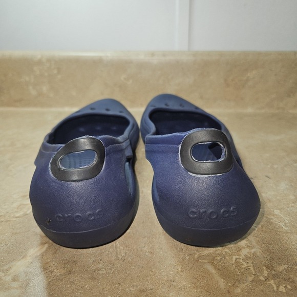 Crocs Flats Shoes Women 8 Navy Blue Slingback Ballet Comfort Lightweight Water - Picture 5 of 8